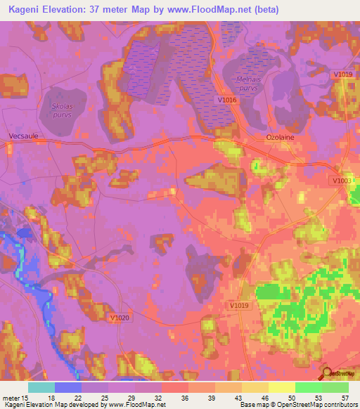 Kageni,Latvia Elevation Map