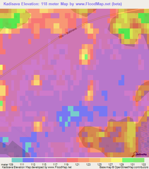 Kadisava,Latvia Elevation Map