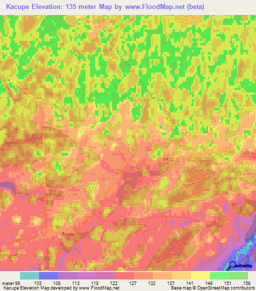 Kacupe,Latvia Elevation Map