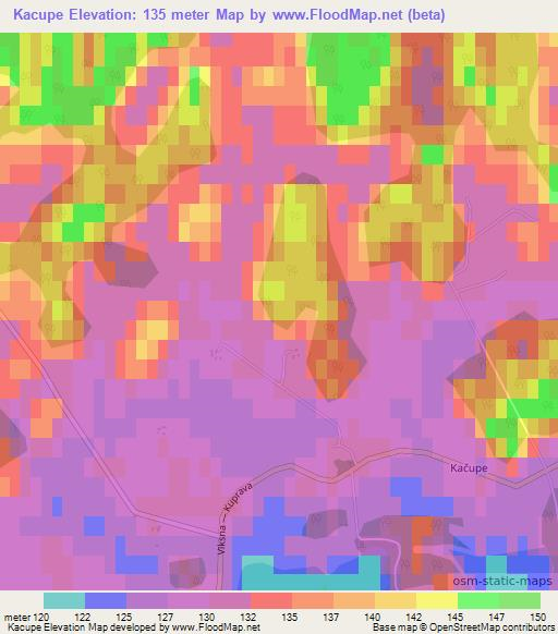 Kacupe,Latvia Elevation Map