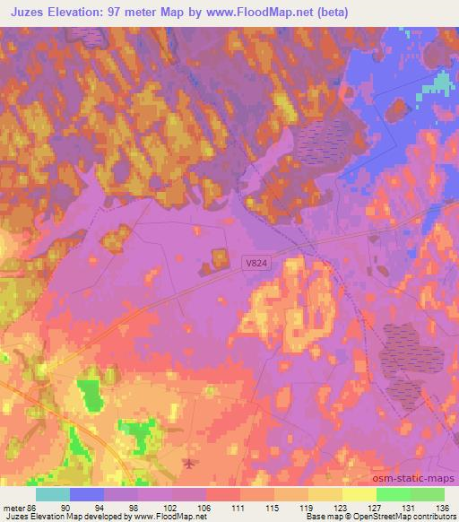 Juzes,Latvia Elevation Map