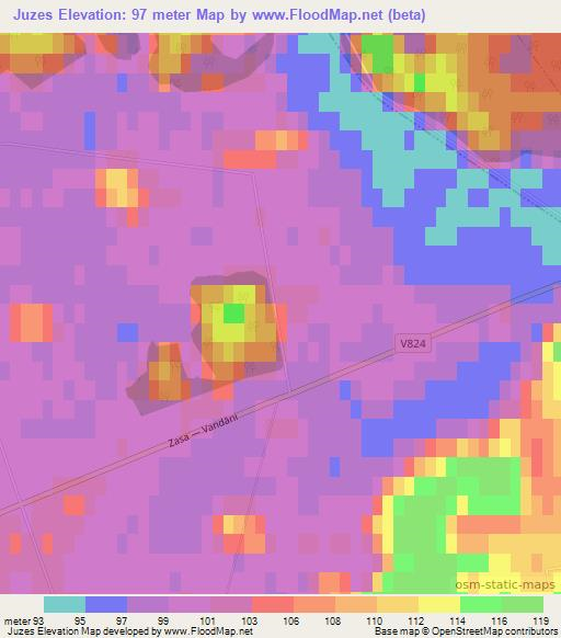 Juzes,Latvia Elevation Map