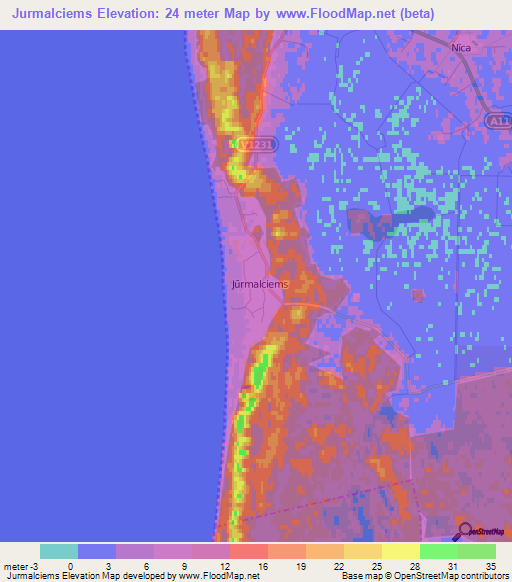 Jurmalciems,Latvia Elevation Map