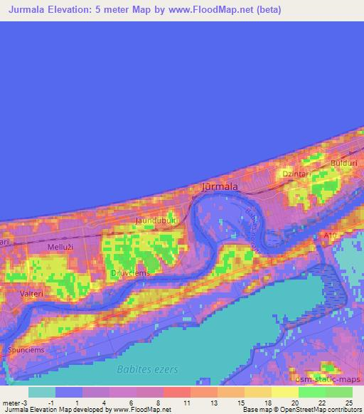 Jurmala,Latvia Elevation Map