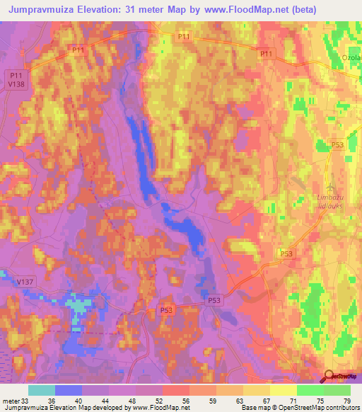 Jumpravmuiza,Latvia Elevation Map