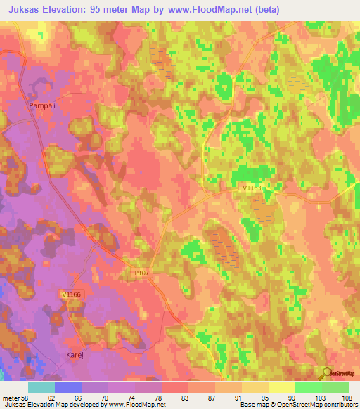 Juksas,Latvia Elevation Map