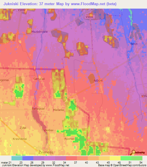 Jukniski,Latvia Elevation Map