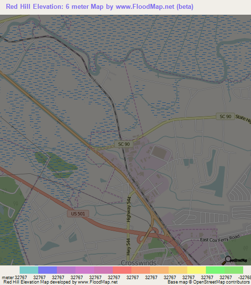 Red Hill,US Elevation Map