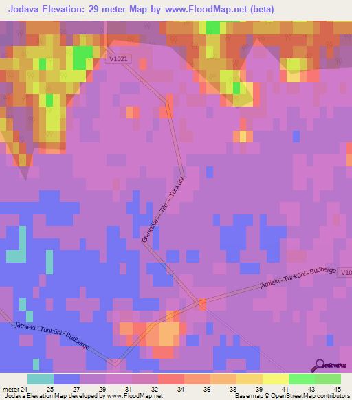 Jodava,Latvia Elevation Map