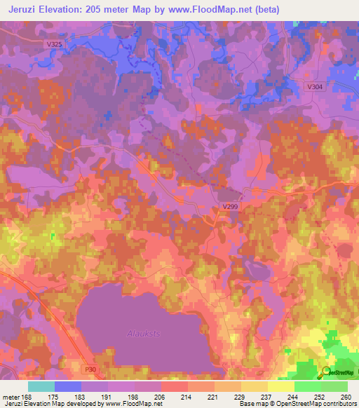 Jeruzi,Latvia Elevation Map