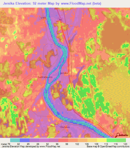 Jersika,Latvia Elevation Map