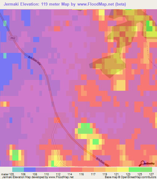 Jermaki,Latvia Elevation Map