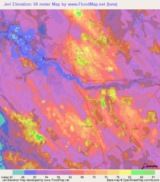 Jeri,Latvia Elevation Map