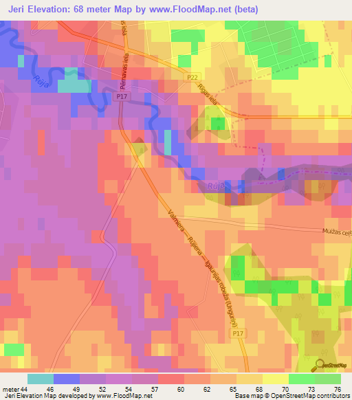 Jeri,Latvia Elevation Map