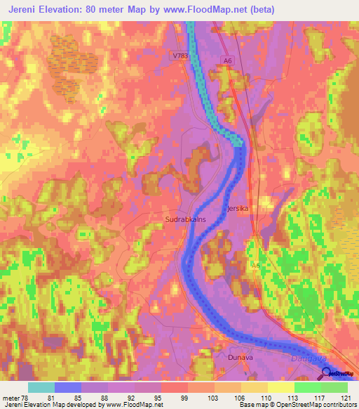 Jereni,Latvia Elevation Map