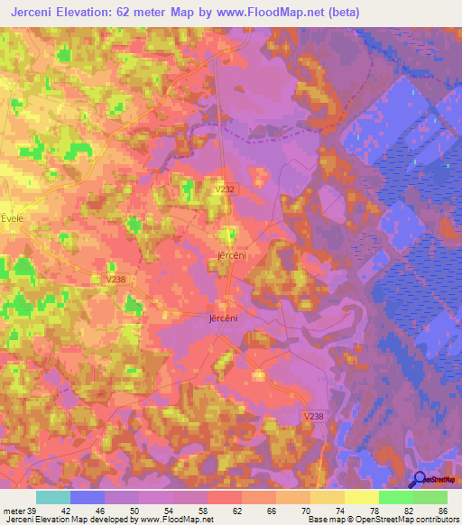 Jerceni,Latvia Elevation Map