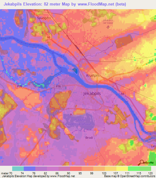 Jekabpils,Latvia Elevation Map