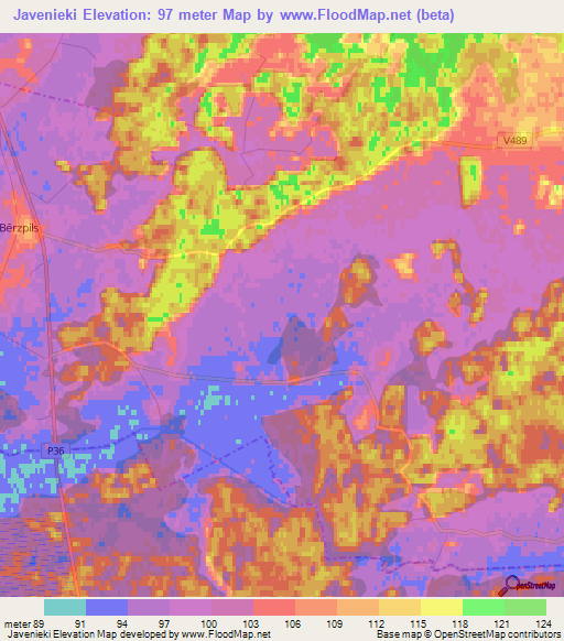 Javenieki,Latvia Elevation Map