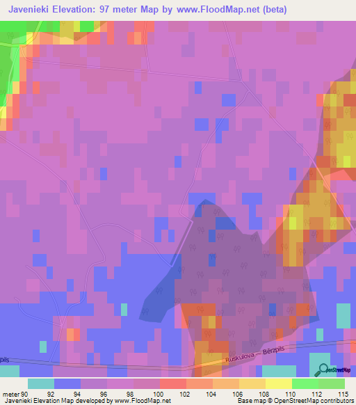 Javenieki,Latvia Elevation Map