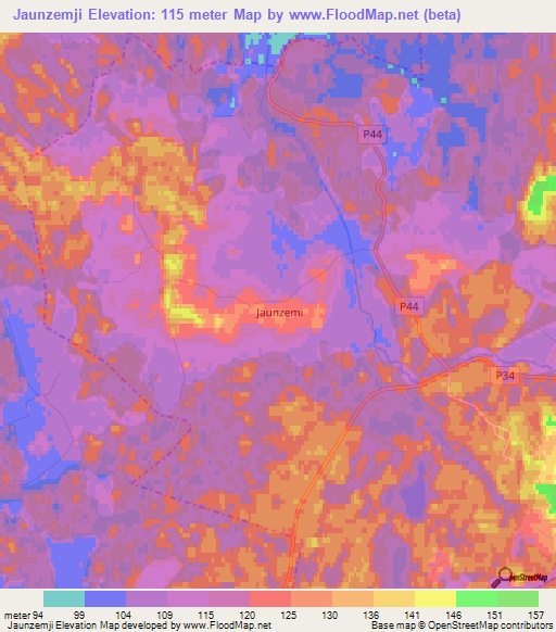 Jaunzemji,Latvia Elevation Map