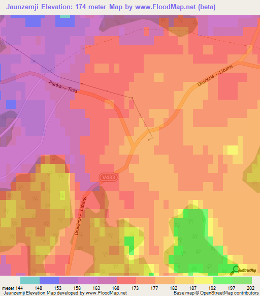 Jaunzemji,Latvia Elevation Map