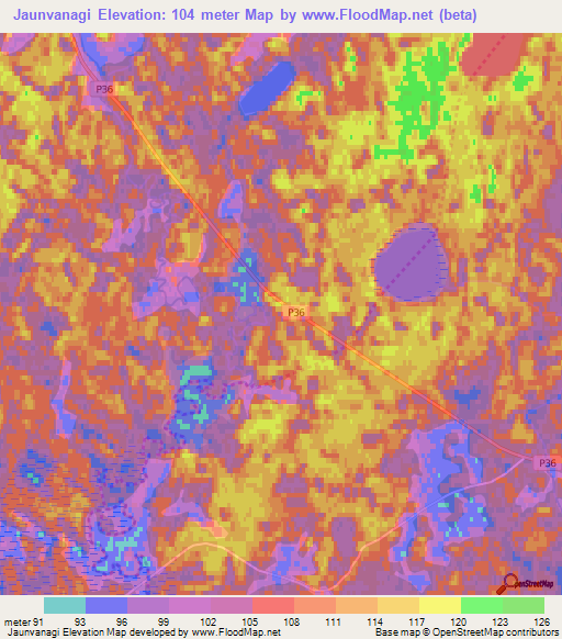 Jaunvanagi,Latvia Elevation Map