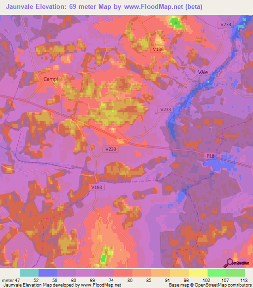 Jaunvale,Latvia Elevation Map