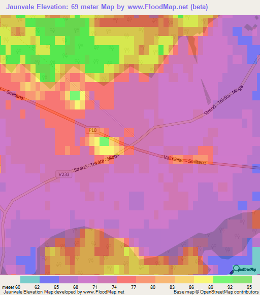 Jaunvale,Latvia Elevation Map