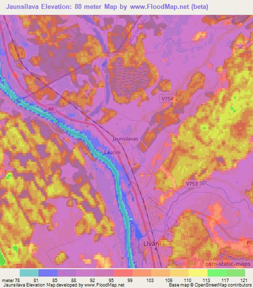 Jaunsilava,Latvia Elevation Map