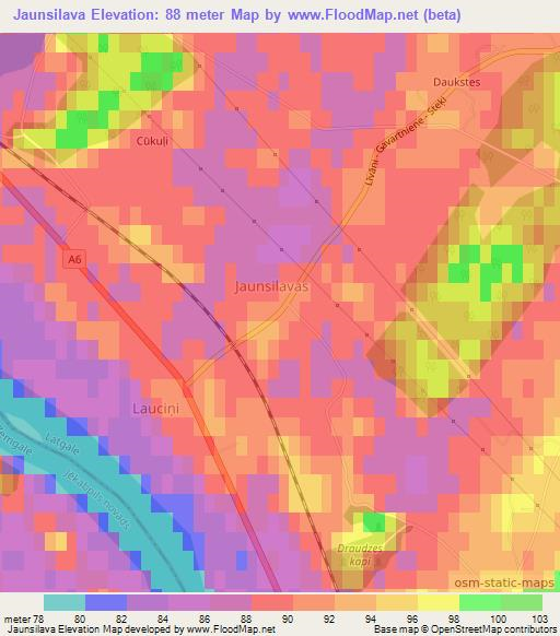 Jaunsilava,Latvia Elevation Map