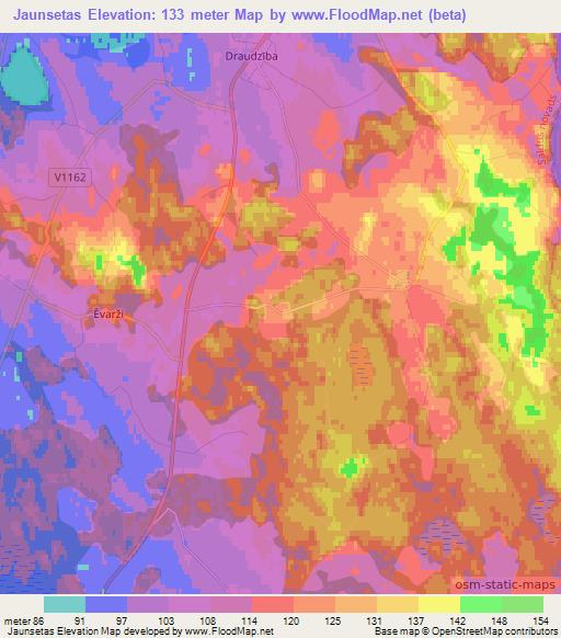 Jaunsetas,Latvia Elevation Map