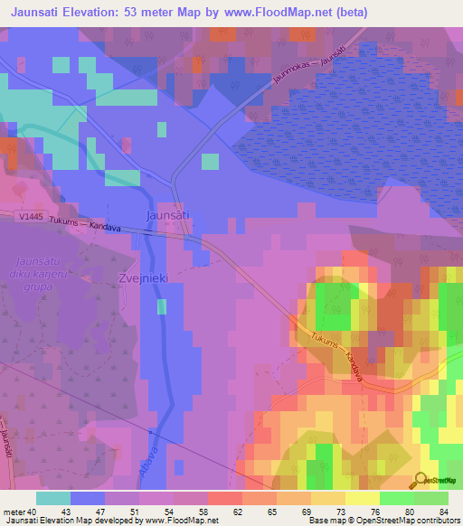 Jaunsati,Latvia Elevation Map