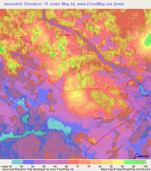 Jaunrukeli,Latvia Elevation Map