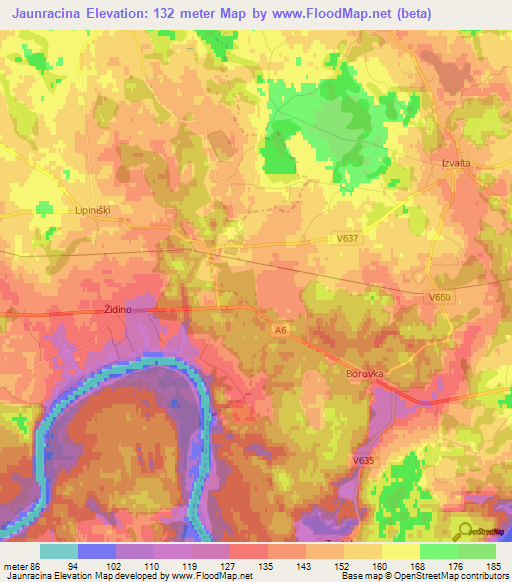 Jaunracina,Latvia Elevation Map