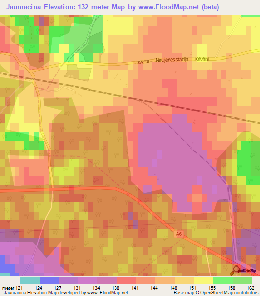 Jaunracina,Latvia Elevation Map