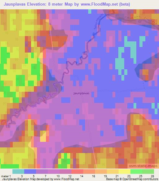 Jaunplavas,Latvia Elevation Map