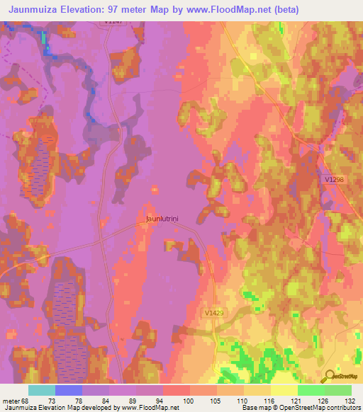 Jaunmuiza,Latvia Elevation Map