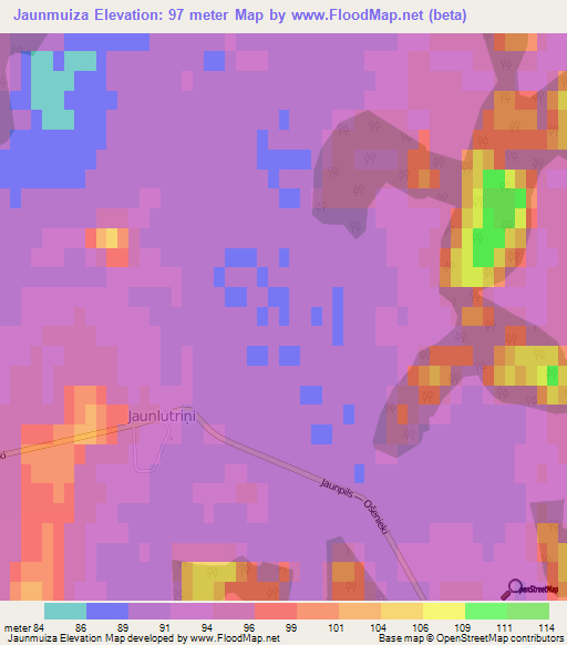 Jaunmuiza,Latvia Elevation Map