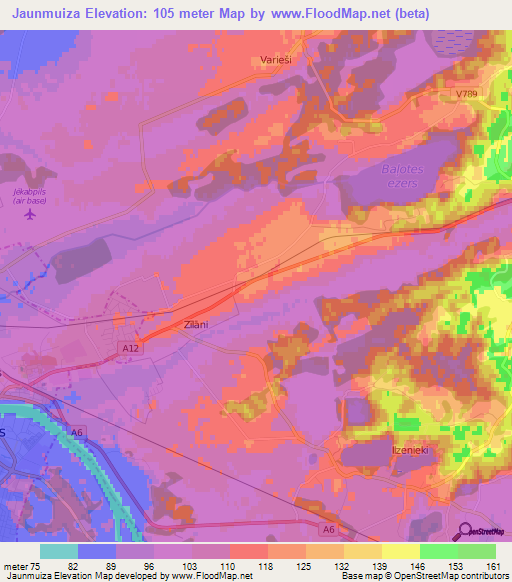 Jaunmuiza,Latvia Elevation Map