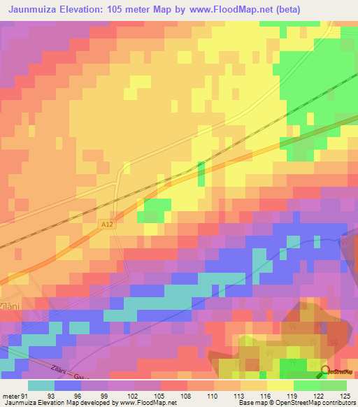 Jaunmuiza,Latvia Elevation Map