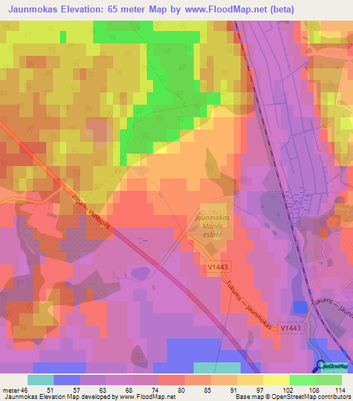 Jaunmokas,Latvia Elevation Map