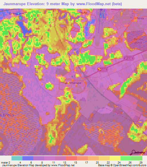 Jaunmarupe,Latvia Elevation Map