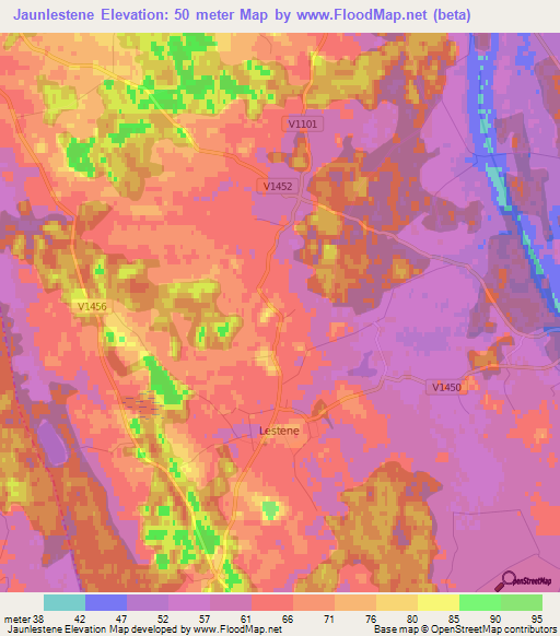 Jaunlestene,Latvia Elevation Map