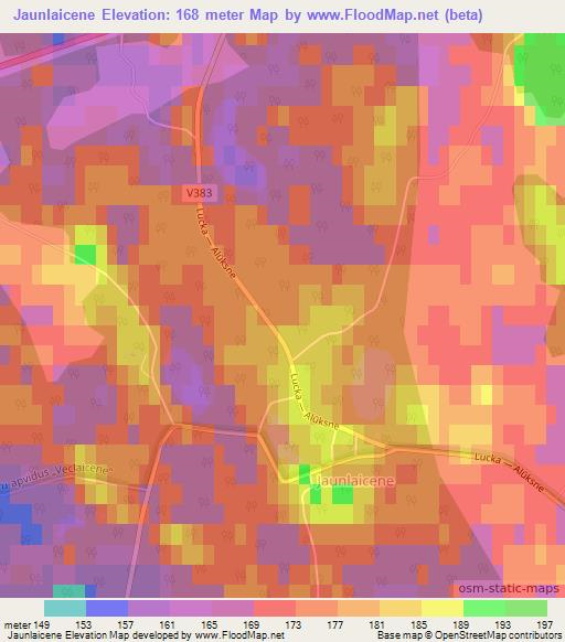 Jaunlaicene,Latvia Elevation Map