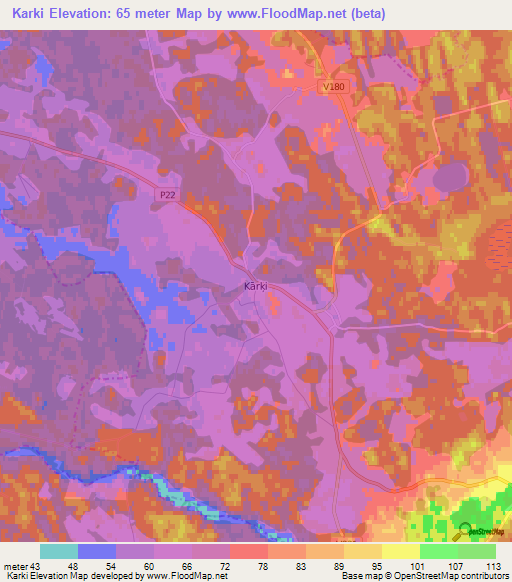 Karki,Latvia Elevation Map