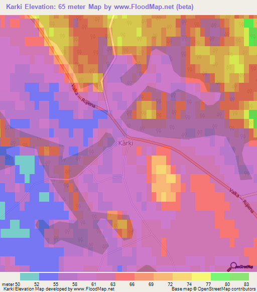 Karki,Latvia Elevation Map