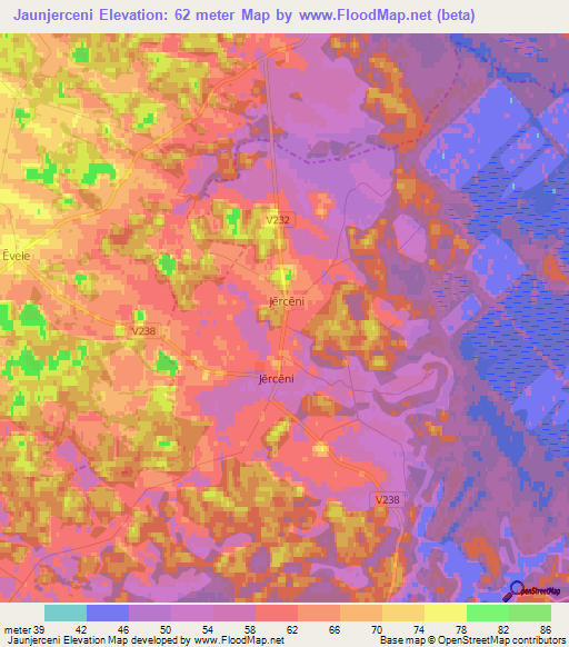 Jaunjerceni,Latvia Elevation Map