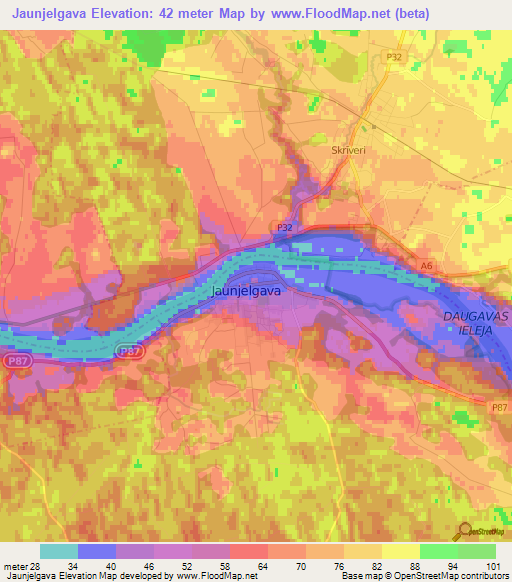 Jaunjelgava,Latvia Elevation Map