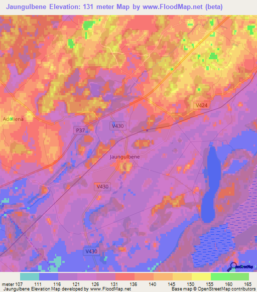 Jaungulbene,Latvia Elevation Map