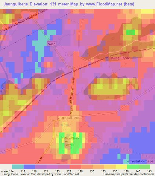 Jaungulbene,Latvia Elevation Map